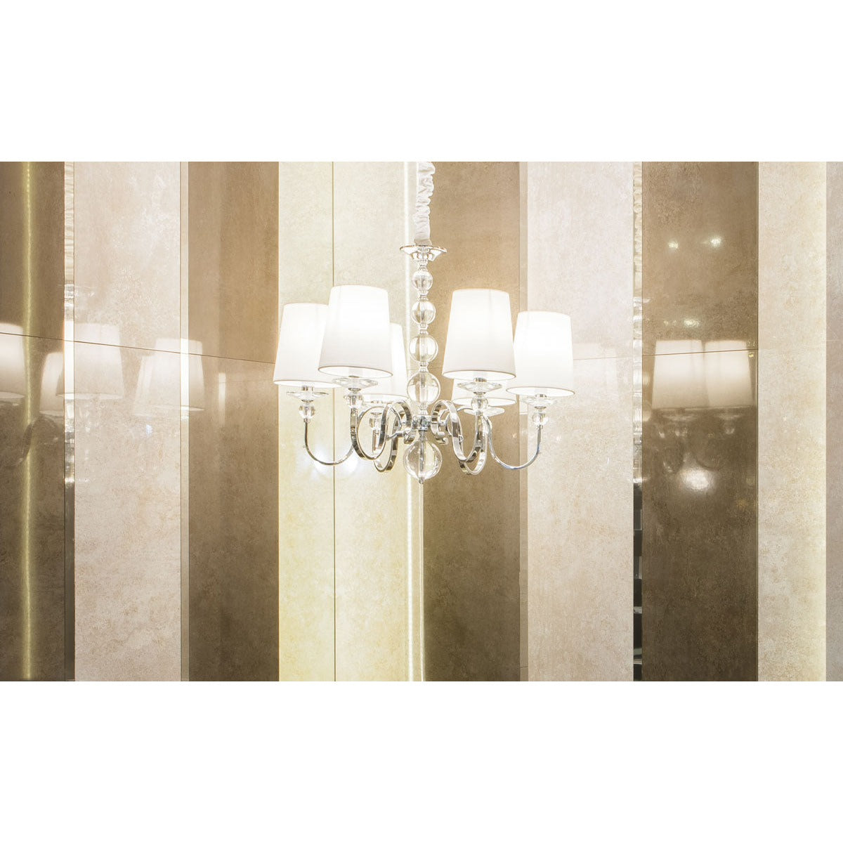 Maxlight Lampa wisząca Charlotte 70cm - Metal + szkło + tkanina - Chrom P0109