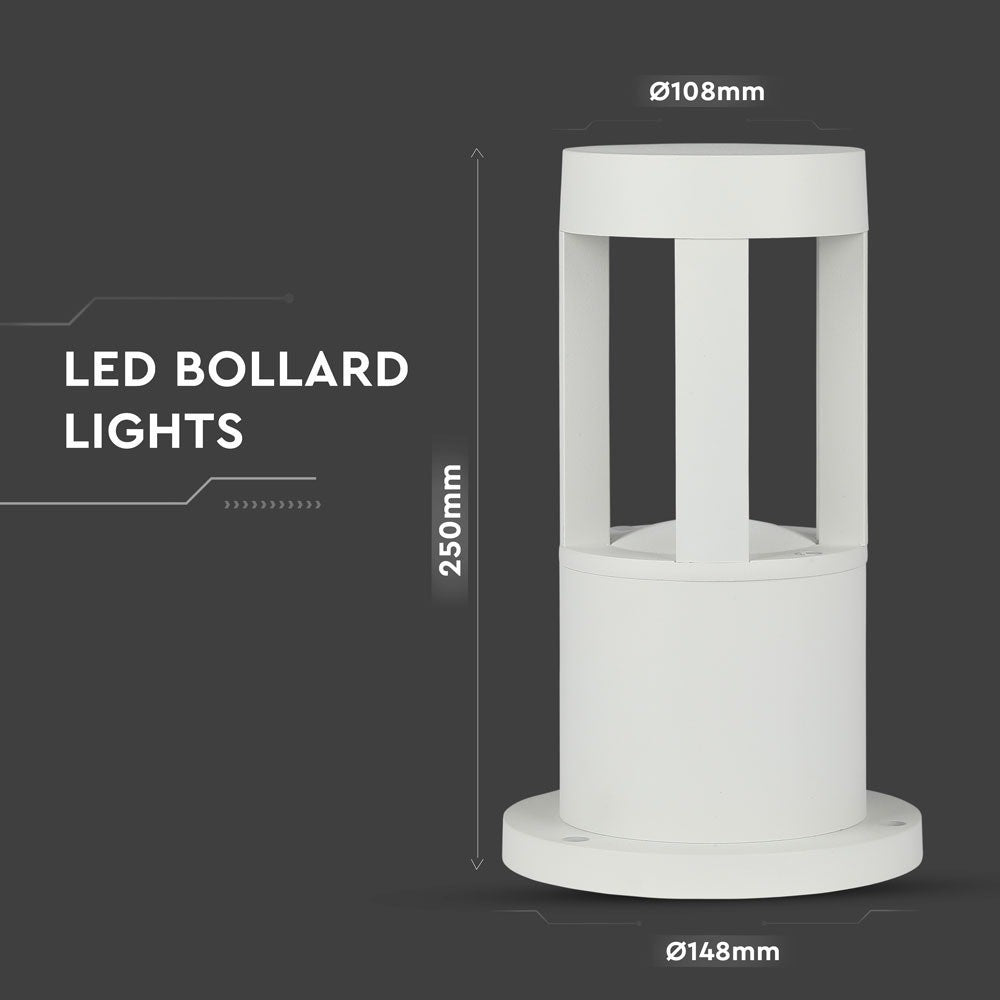 10W Słupek ogrodowy / Barwa:4000K / Obudowa: Biała / Wysokość 25 cm