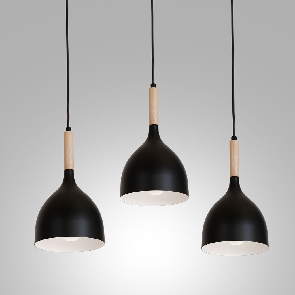 żyrandol listwa Noak black/natural wood 3xE27
