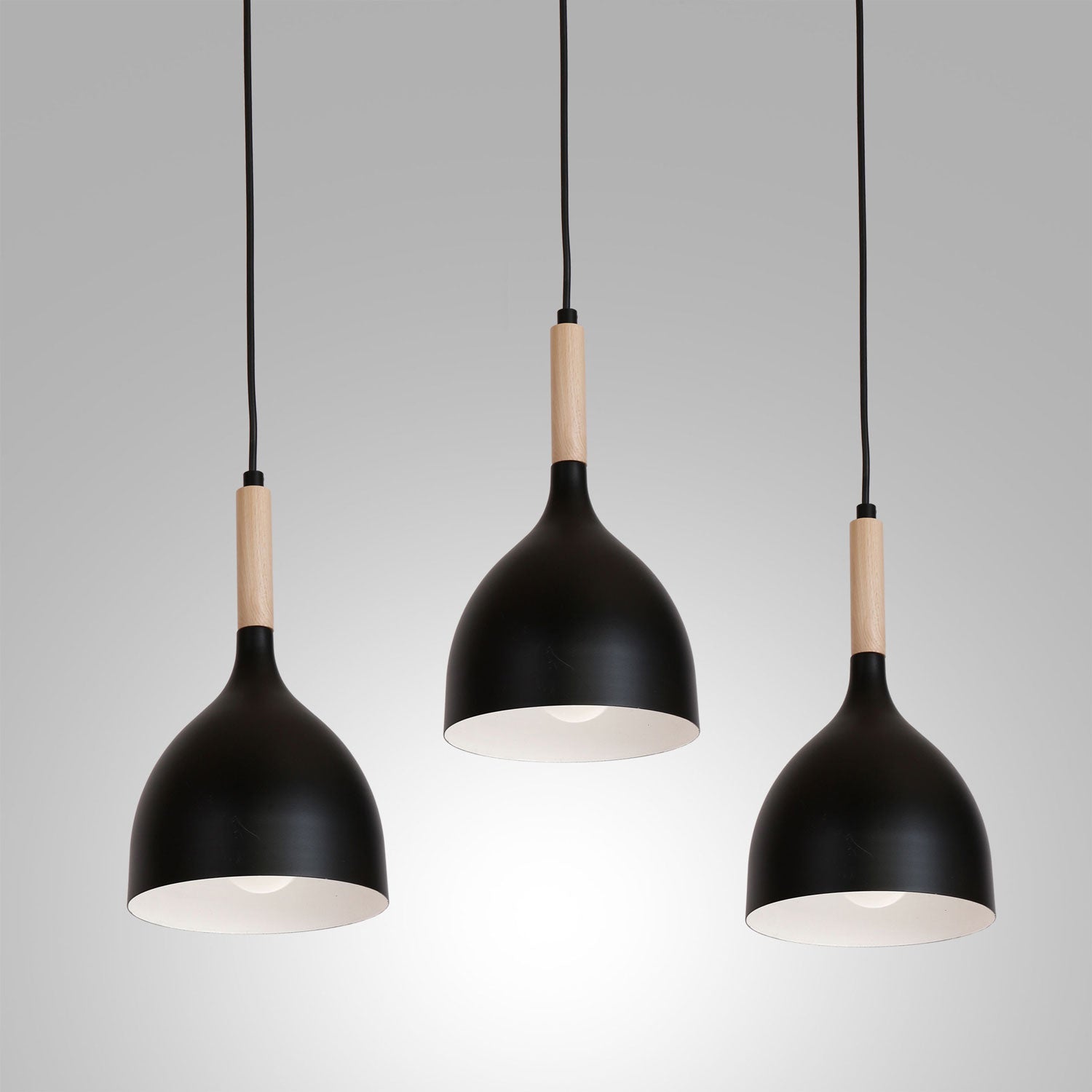 żyrandol listwa Noak black/natural wood 3xE27