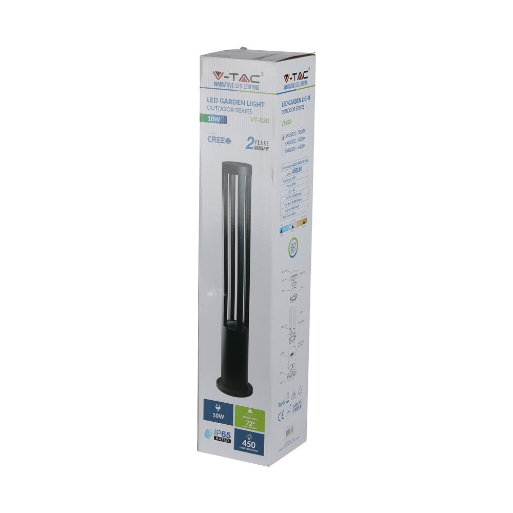 10W Słupek ogrodowy / Barwa:6400K / Obudowa: Czarna / Wysokość 80 cm