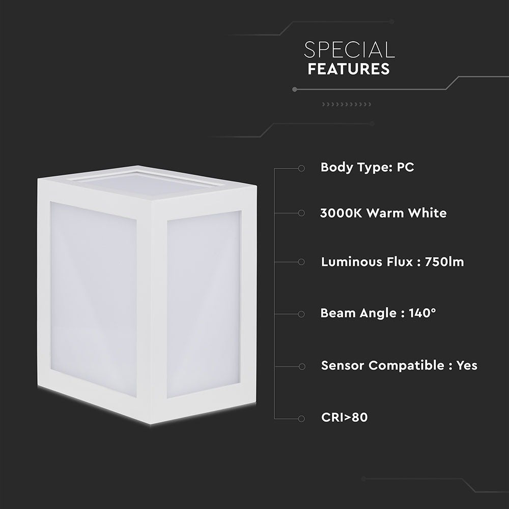 12W Lampa ścienna LED / Barwa:3000K / Obudowa: Biała