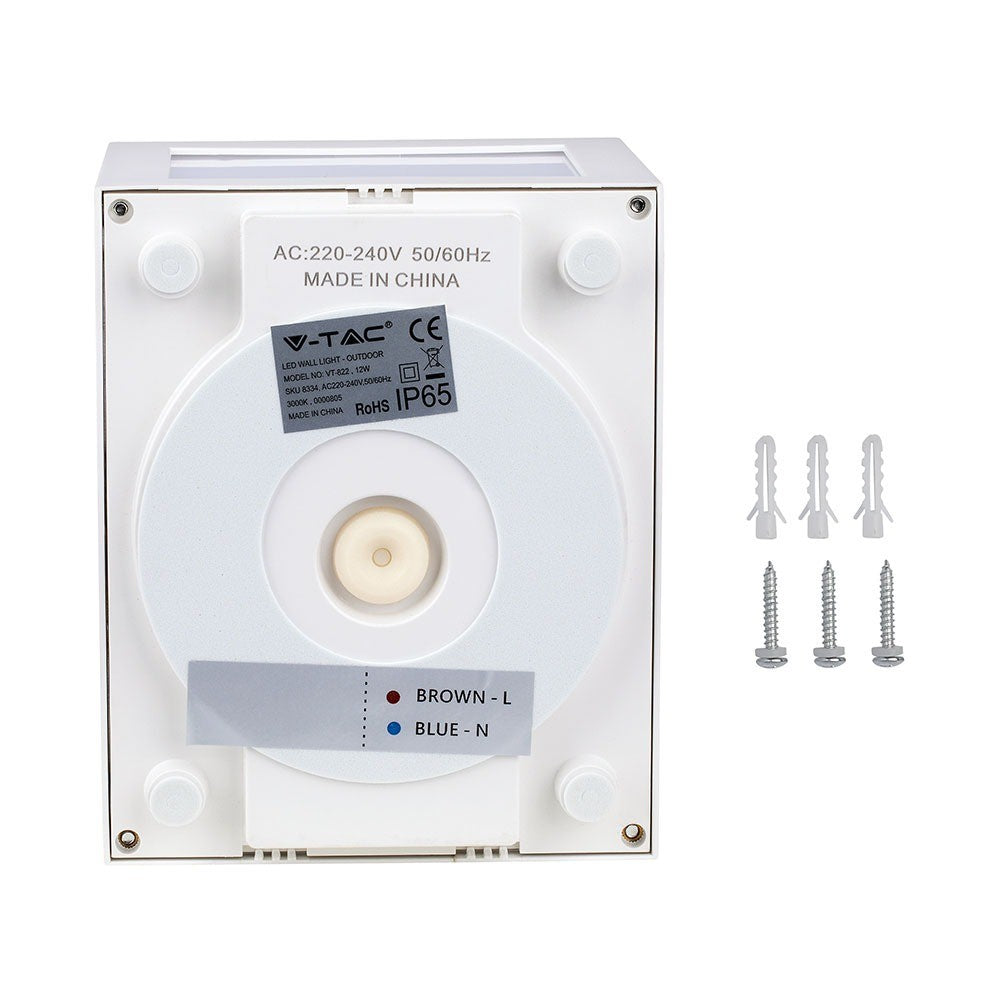 12W Lampa ścienna LED / Barwa:4000K / Obudowa: Biała