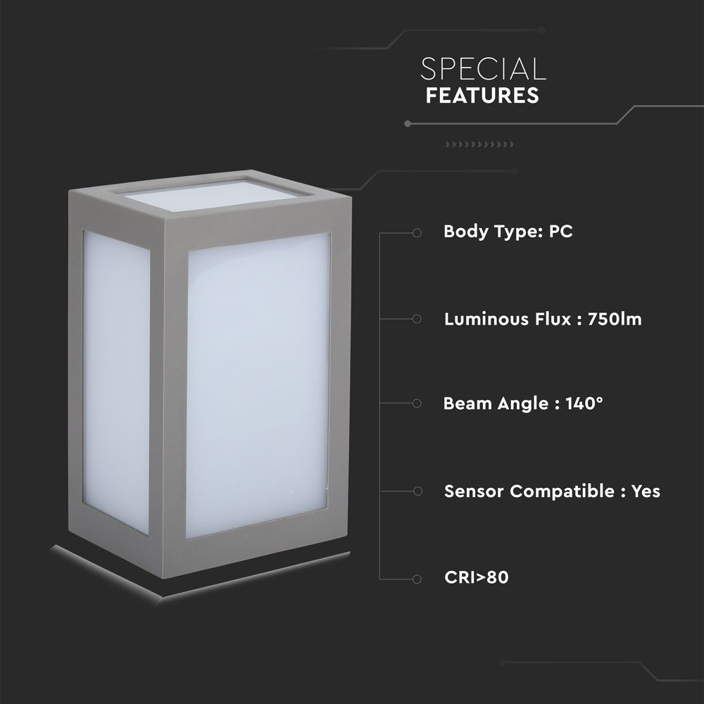 12W Lampa ścienna LED / Barwa:4000K / Obudowa: Szara