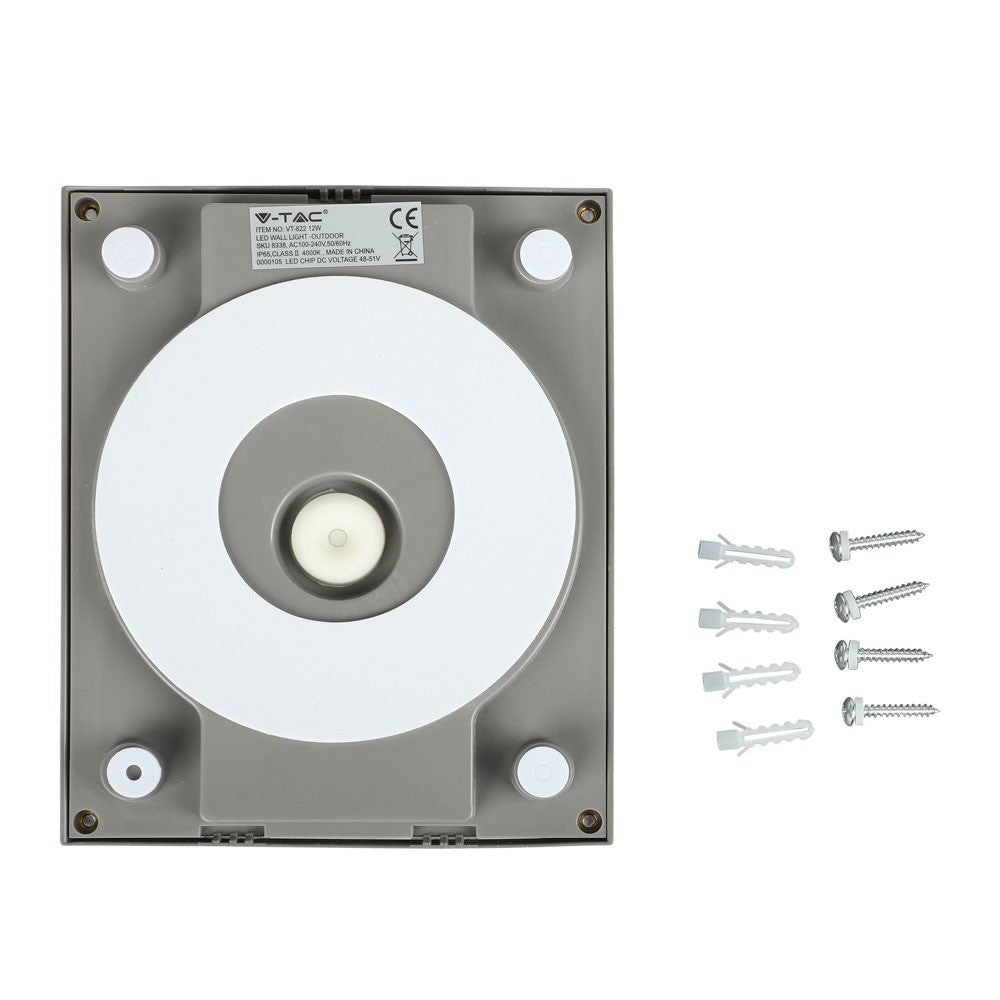 12W Lampa ścienna LED / Barwa:3000K / Obudowa: Szara