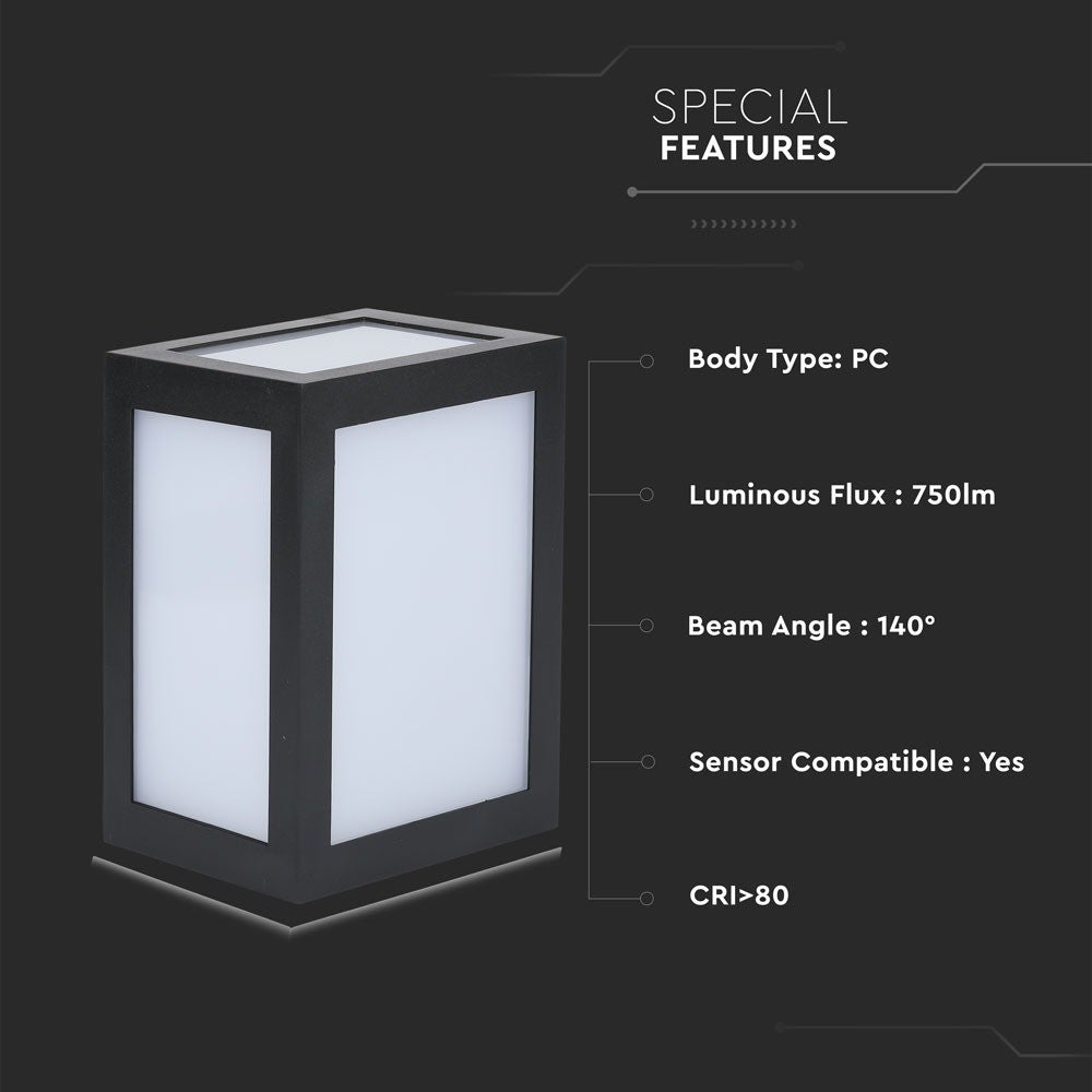 12W Lampa ścienna LED / Barwa:3000K / Obudowa: Czarna