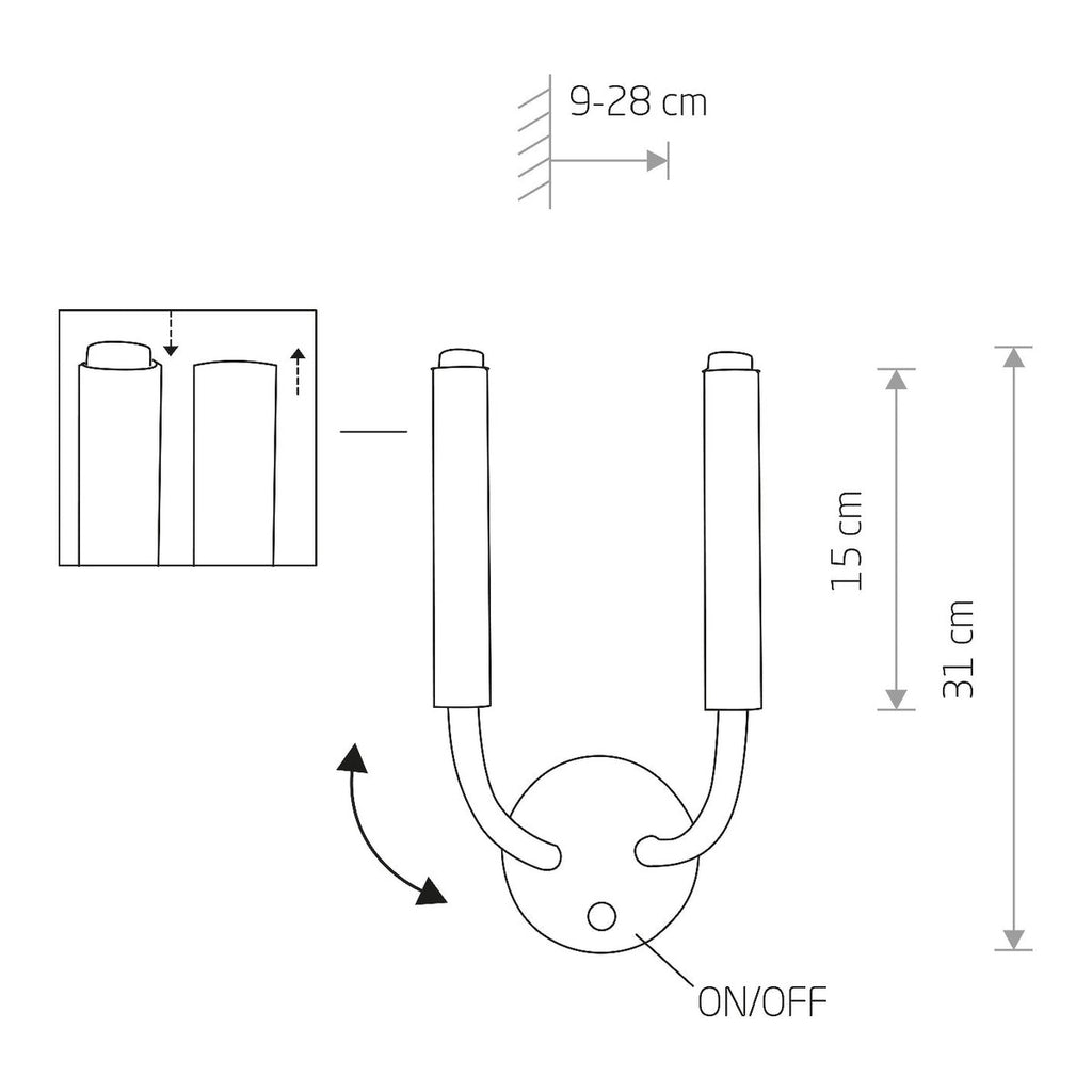 Nowodvorski Kinkiet regulowany z włącznikiem STALACTITE 2x10W only LED 50/60Hz - Stal lakierowana - Biały 8354