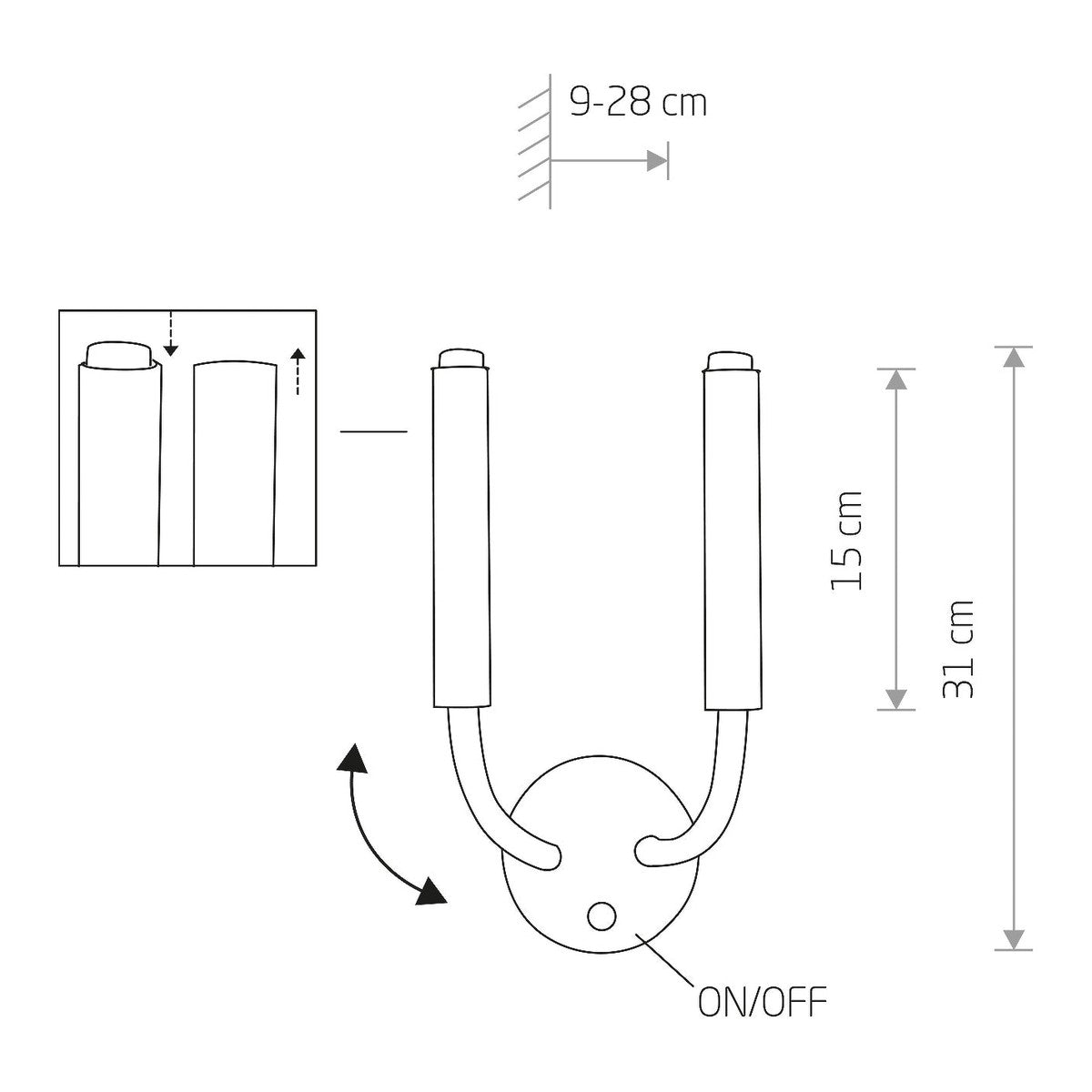 Nowodvorski Kinkiet regulowany z włącznikiem STALACTITE 2x10W only LED 50/60Hz - Stal lakierowana - Biały 8354