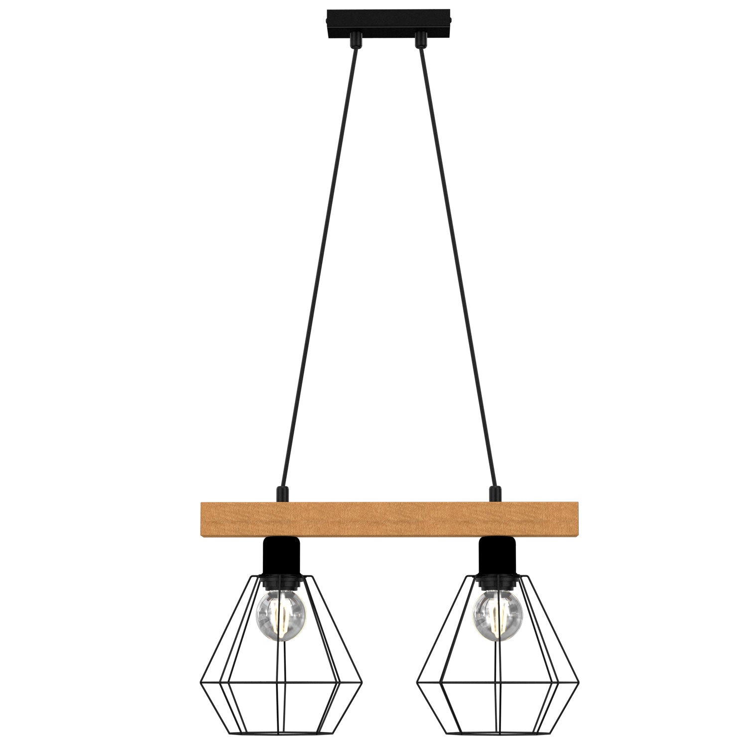 żyrandol Vastra (basket 185mm) black/natural wood 2xE27