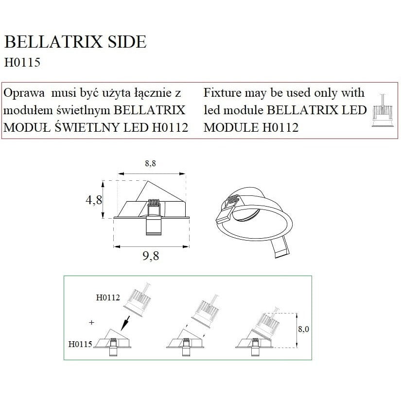 Maxlight Oprawa wpuszczana Bellatrix Side - Metal - Biały H0115