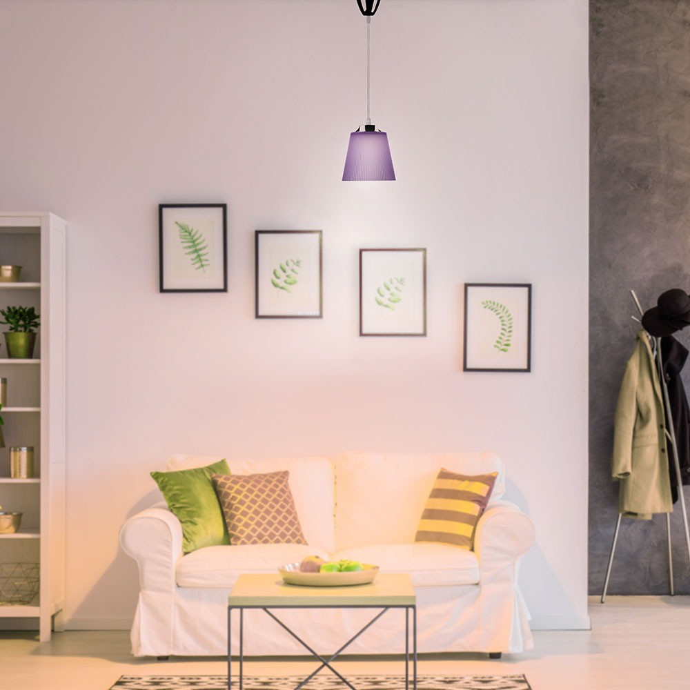7W Lampa wisząca / Barwa:4000K / Klosz: Purpurowy / Chrom