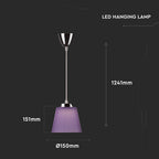 7W Lampa wisząca / Barwa:4000K / Klosz: Purpurowy / Chrom