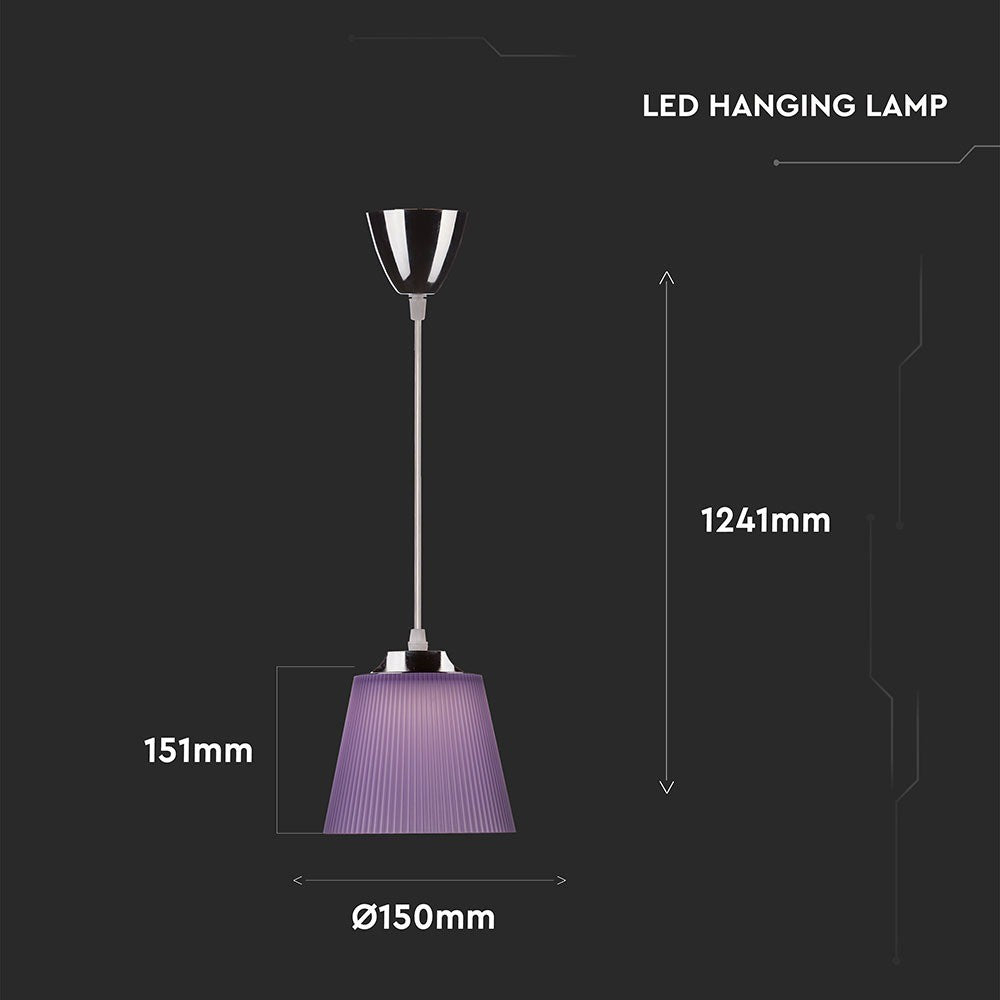 7W Lampa wisząca / Barwa:4000K / Klosz: Purpurowy / Chrom