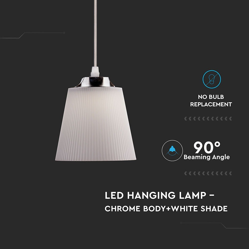 7W Lampa wisząca / Barwa:4000K / Klosz: Biały / Chrom