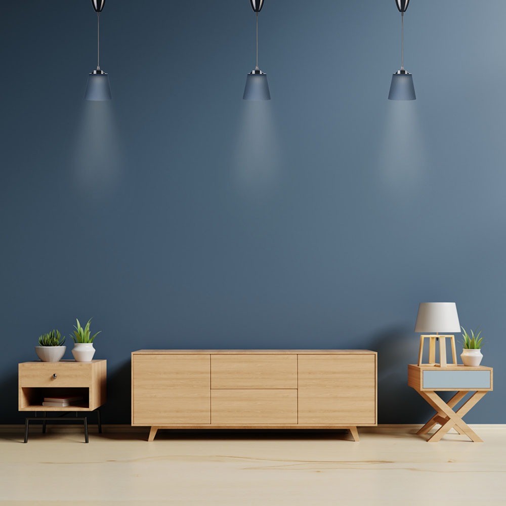 7W Lampa wisząca / Barwa:4000K / Klosz: Niebieski / Chrom
