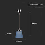 7W Lampa wisząca / Barwa:4000K / Klosz: Niebieski / Chrom