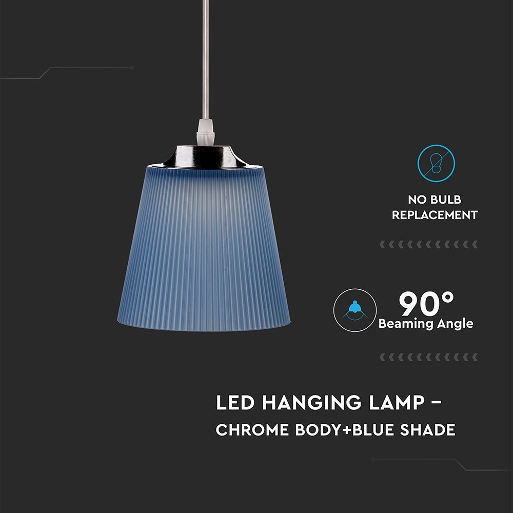 7W Lampa wisząca / Barwa:4000K / Klosz: Niebieski / Chrom