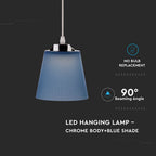 7W Lampa wisząca / Barwa:4000K / Klosz: Niebieski / Chrom