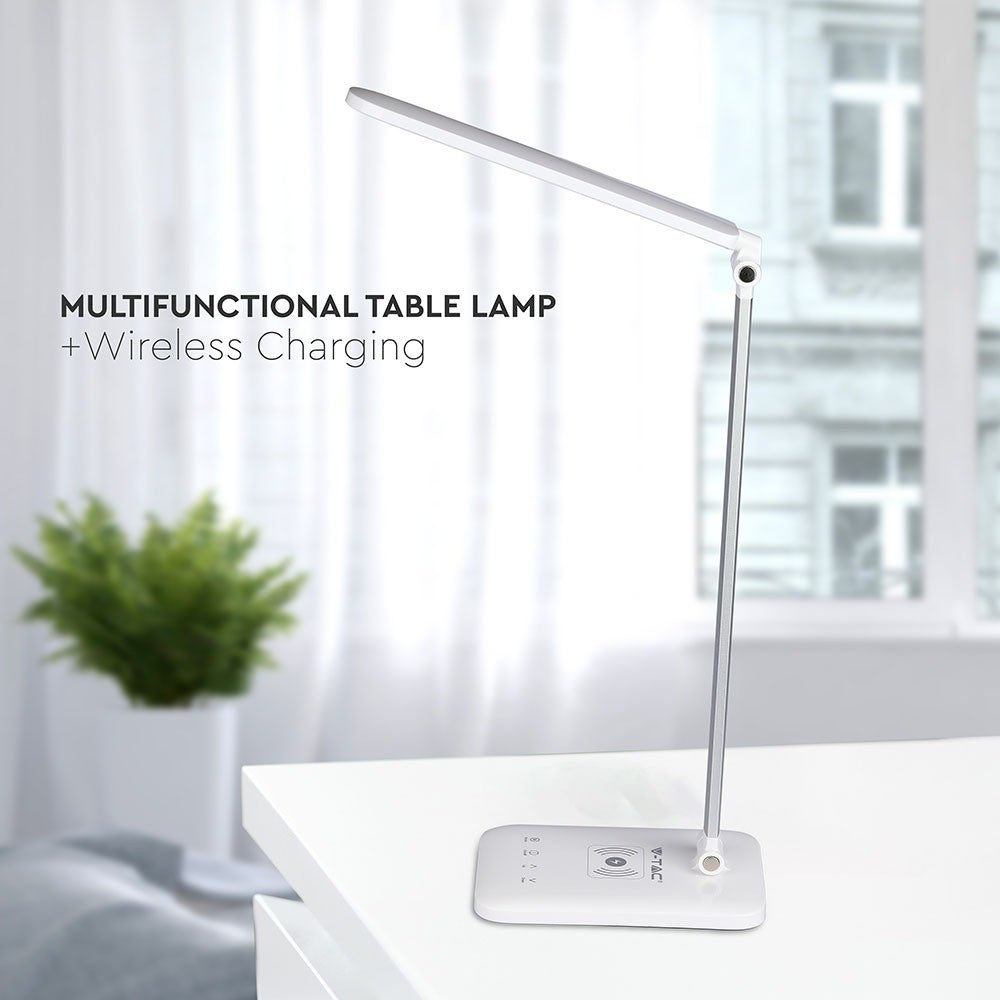 7W Lampka biurkowa LED z ładowarką indukcyjną / Barwa:3w1 / Obudowa: Biały