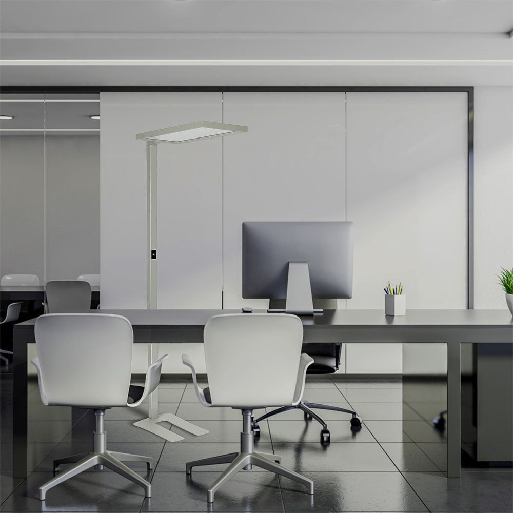 80W Lampa podłogowa LED/ Ściemnianie dotykiem / Barwa:4000K / Obudowa: Srebrna