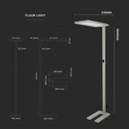 80W Lampa podłogowa LED/ Ściemnianie dotykiem / Barwa:4000K / Obudowa: Srebrna