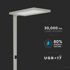 80W Lampa podłogowa LED/ Ściemnianie dotykiem / Barwa:4000K / Obudowa: Srebrna