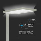 80W Lampa podłogowa LED/ Ściemnianie dotykiem / Barwa:4000K / Obudowa: Srebrna