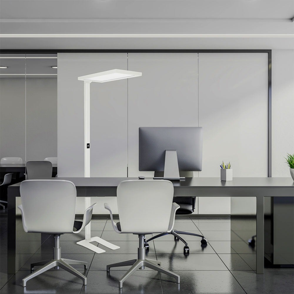 80W Lampa podłogowa LED/ Ściemnianie dotykiem / Barwa:4000K / Obudowa: Biała