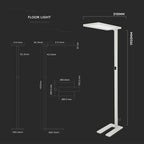 80W Lampa podłogowa LED/ Ściemnianie dotykiem / Barwa:4000K / Obudowa: Biała