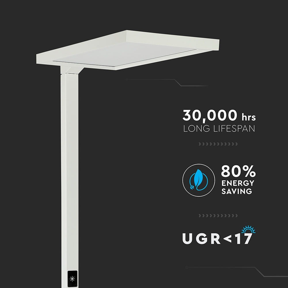 80W Lampa podłogowa LED/ Ściemnianie dotykiem / Barwa:4000K / Obudowa: Biała