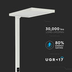 80W Lampa podłogowa LED/ Ściemnianie dotykiem / Barwa:4000K / Obudowa: Biała