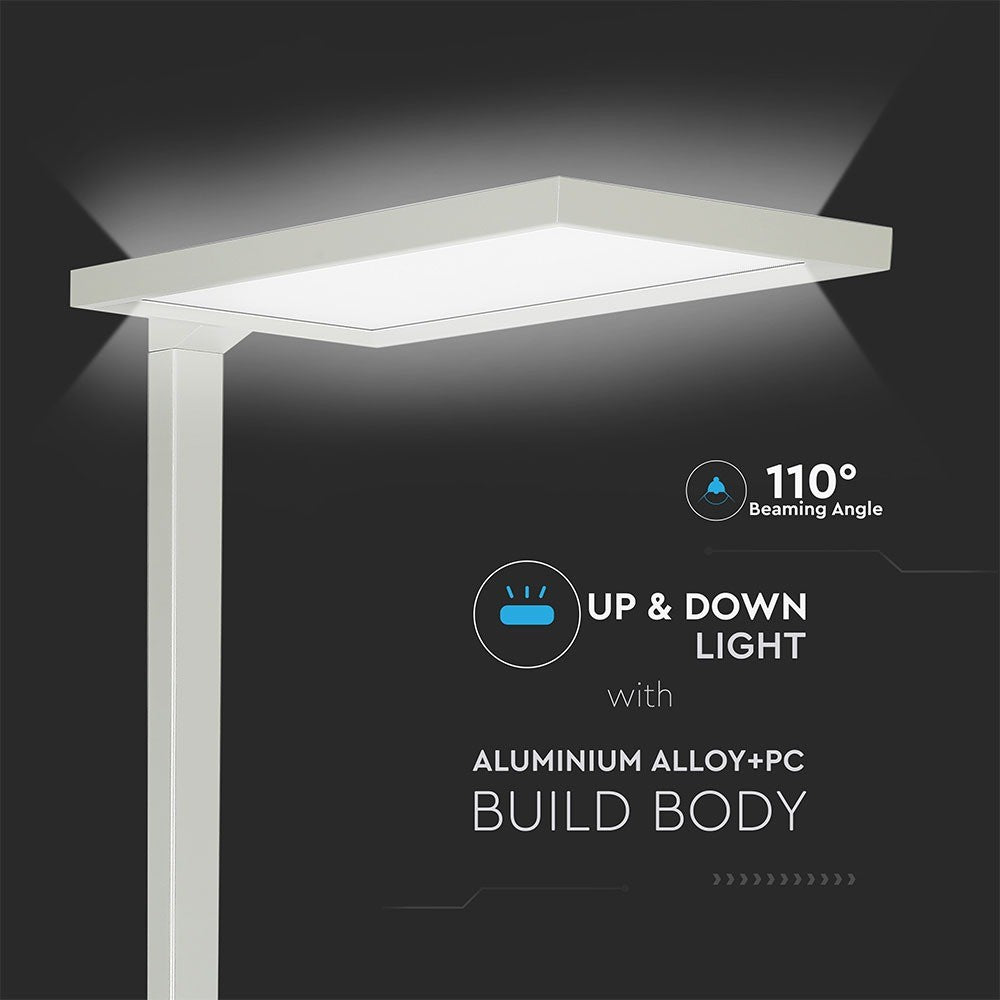 80W Lampa podłogowa LED/ Ściemnianie dotykiem / Barwa:4000K / Obudowa: Biała