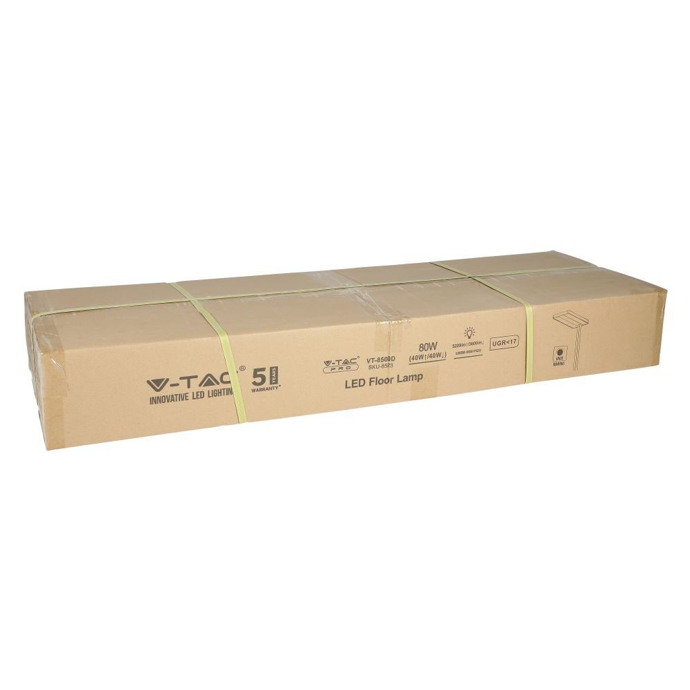 80W Lampa podłogowa LED/ Ściemnianie pokrętłem / Barwa:4000K / Obudowa: Srebrna