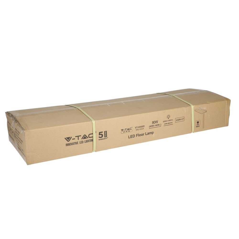 80W Lampa podłogowa LED/ Ściemnianie pokrętłem / Barwa:4000K / Obudowa: Biała