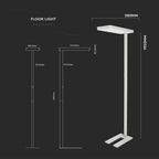 80W Lampa podłogowa LED/ Ściemnianie pokrętłem / Barwa:4000K / Obudowa: Biała