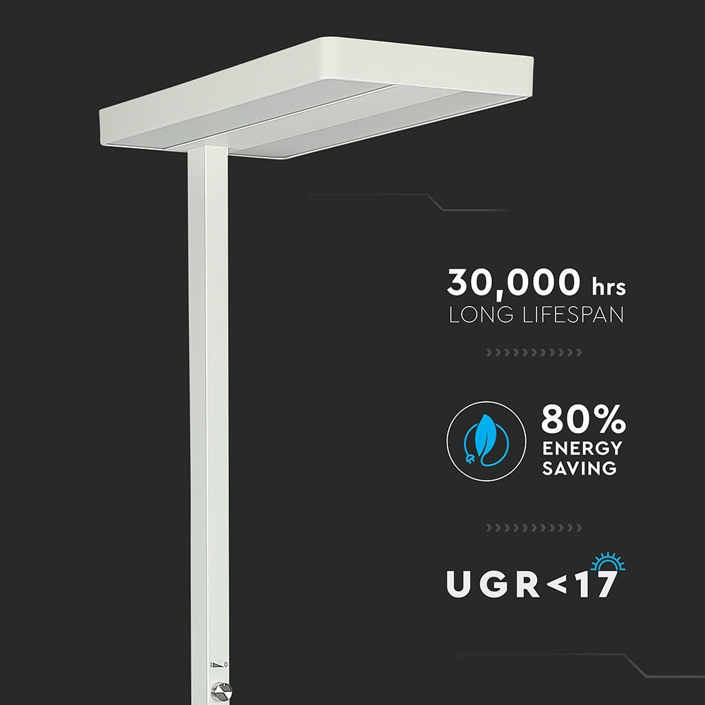 80W Lampa podłogowa LED/ Ściemnianie pokrętłem / Barwa:4000K / Obudowa: Biała
