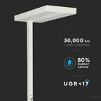 80W Lampa podłogowa LED/ Ściemnianie pokrętłem / Barwa:4000K / Obudowa: Biała