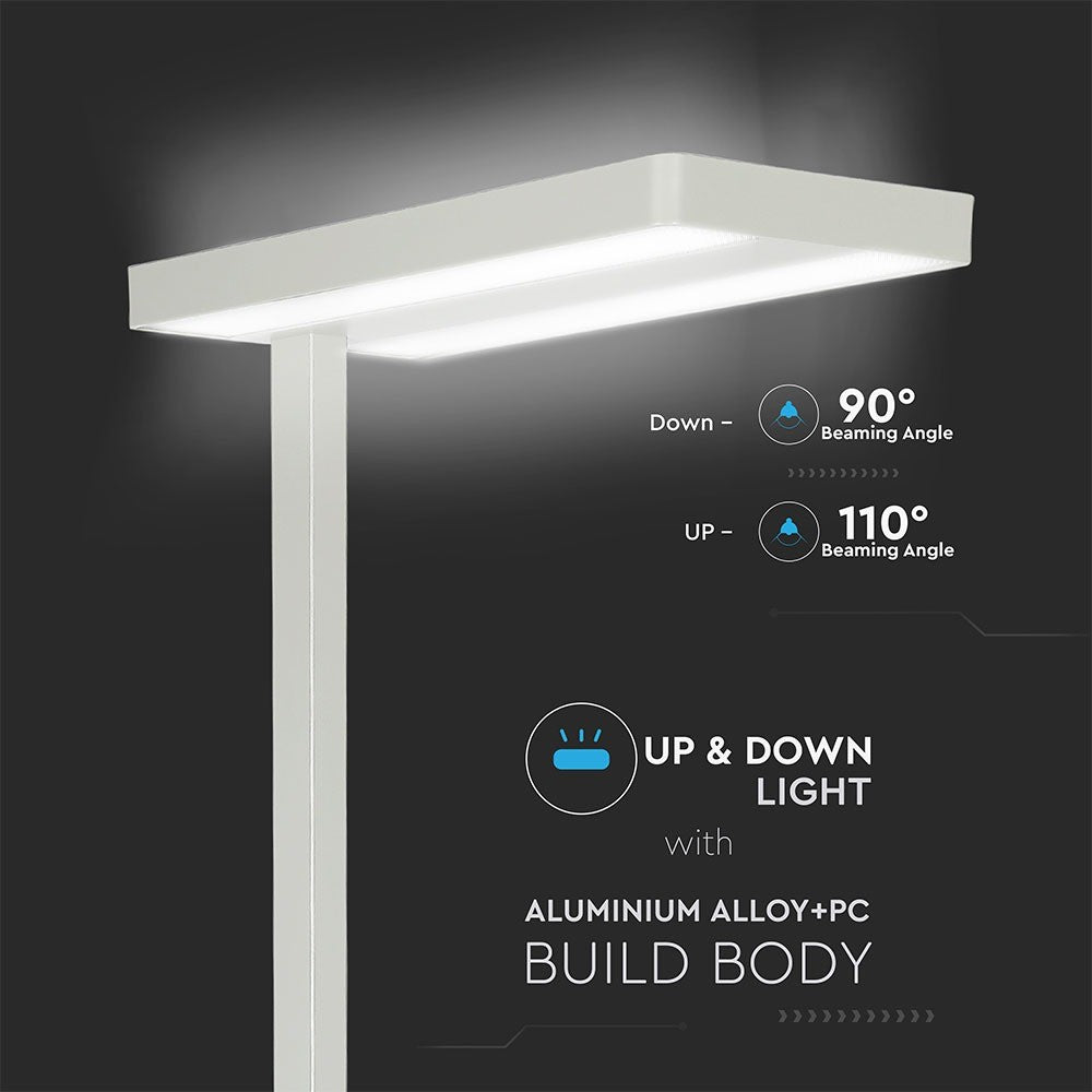 80W Lampa podłogowa LED/ Ściemnianie pokrętłem / Barwa:4000K / Obudowa: Biała