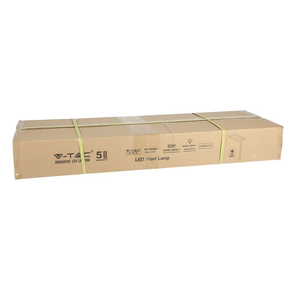 80W Lampa podłogowa LED/ Ściemnianie pokrętłem / Barwa:4000K / Obudowa: Srebrna
