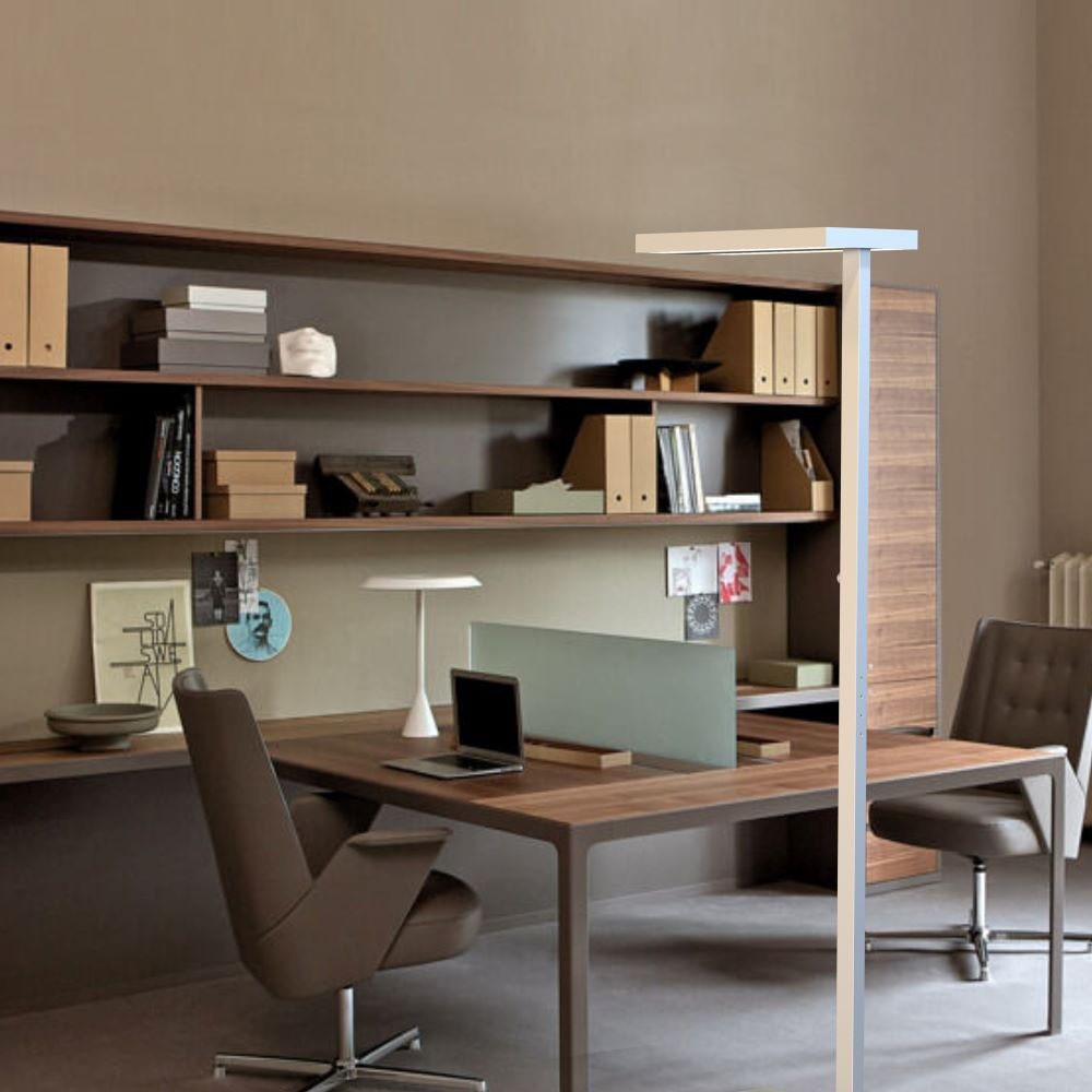 80W Lampa podłogowa LED/ Ściemnianie pokrętłem / Barwa:4000K / Obudowa: Biała