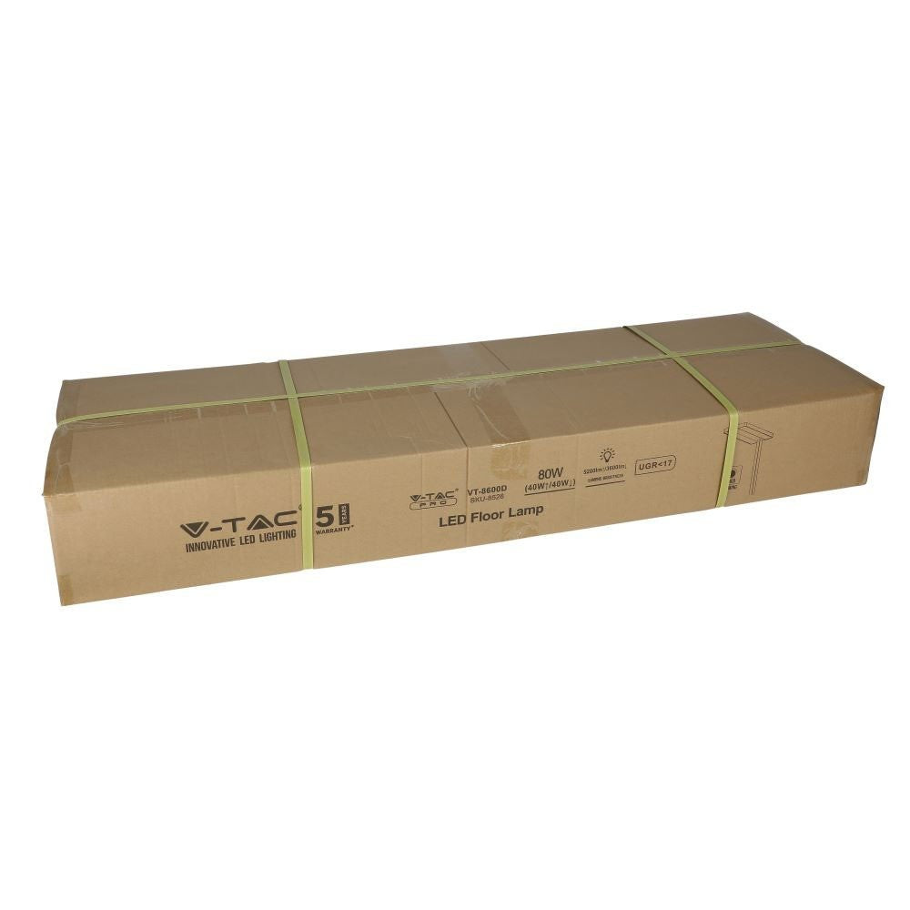 80W Lampa podłogowa LED/ Ściemnianie pokrętłem / Barwa:4000K / Obudowa: Biała