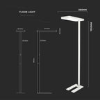 80W Lampa podłogowa LED/ Ściemnianie pokrętłem / Barwa:4000K / Obudowa: Biała