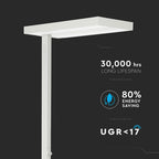 80W Lampa podłogowa LED/ Ściemnianie pokrętłem / Barwa:4000K / Obudowa: Biała