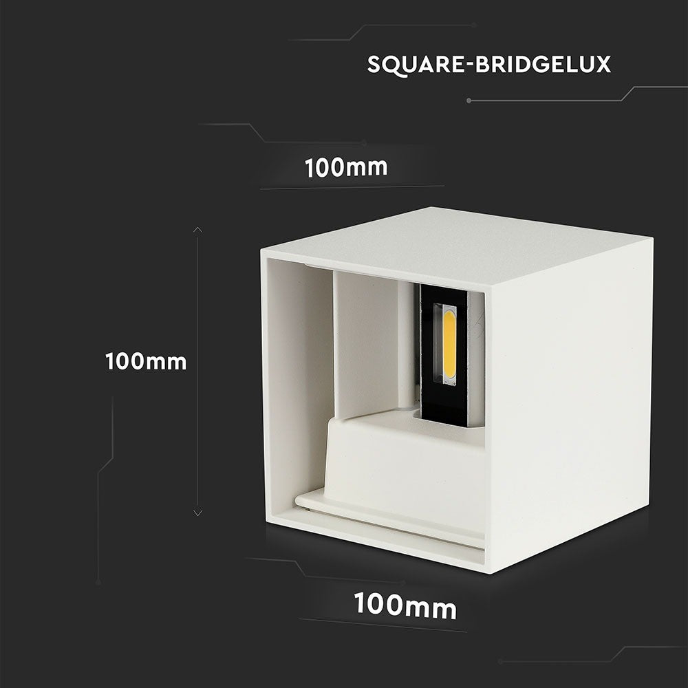 12W Kinkiet kwadratowy LED / CHIP BRIDGELUX / Barwa:4000K / Biały
