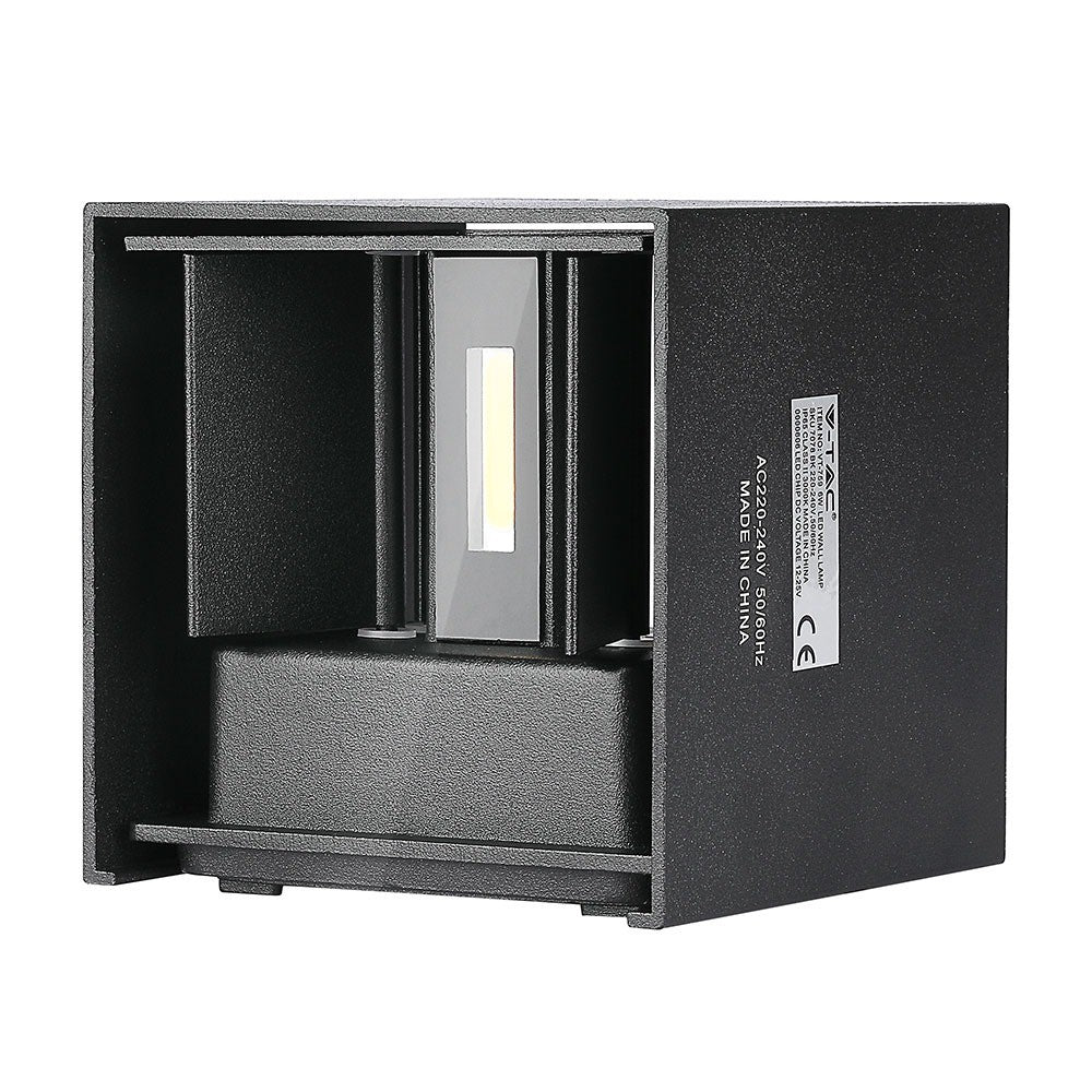 12W Kinkiet kwadratowy LED / CHIP BRIDGELUX / Barwa:3000K / Czarny