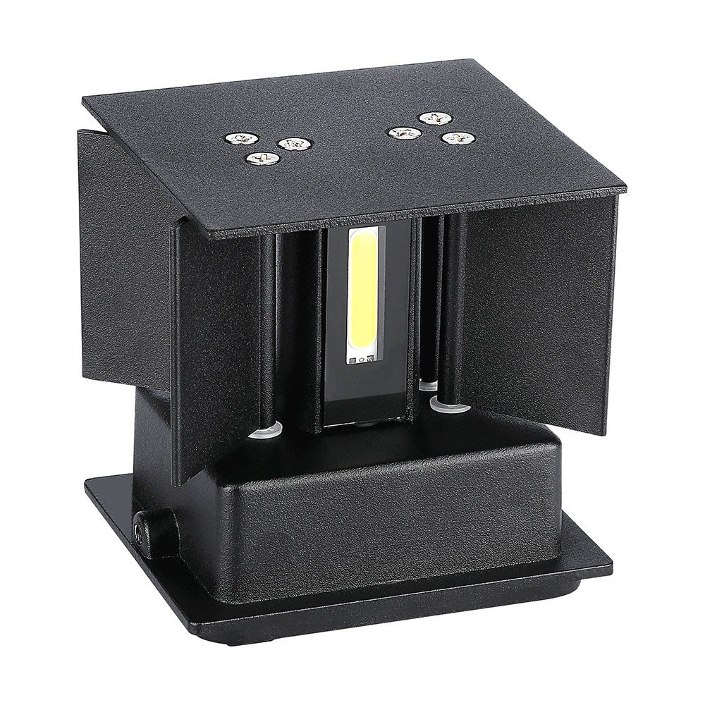 12W Kinkiet kwadratowy LED / CHIP BRIDGELUX / Barwa:3000K / Czarny