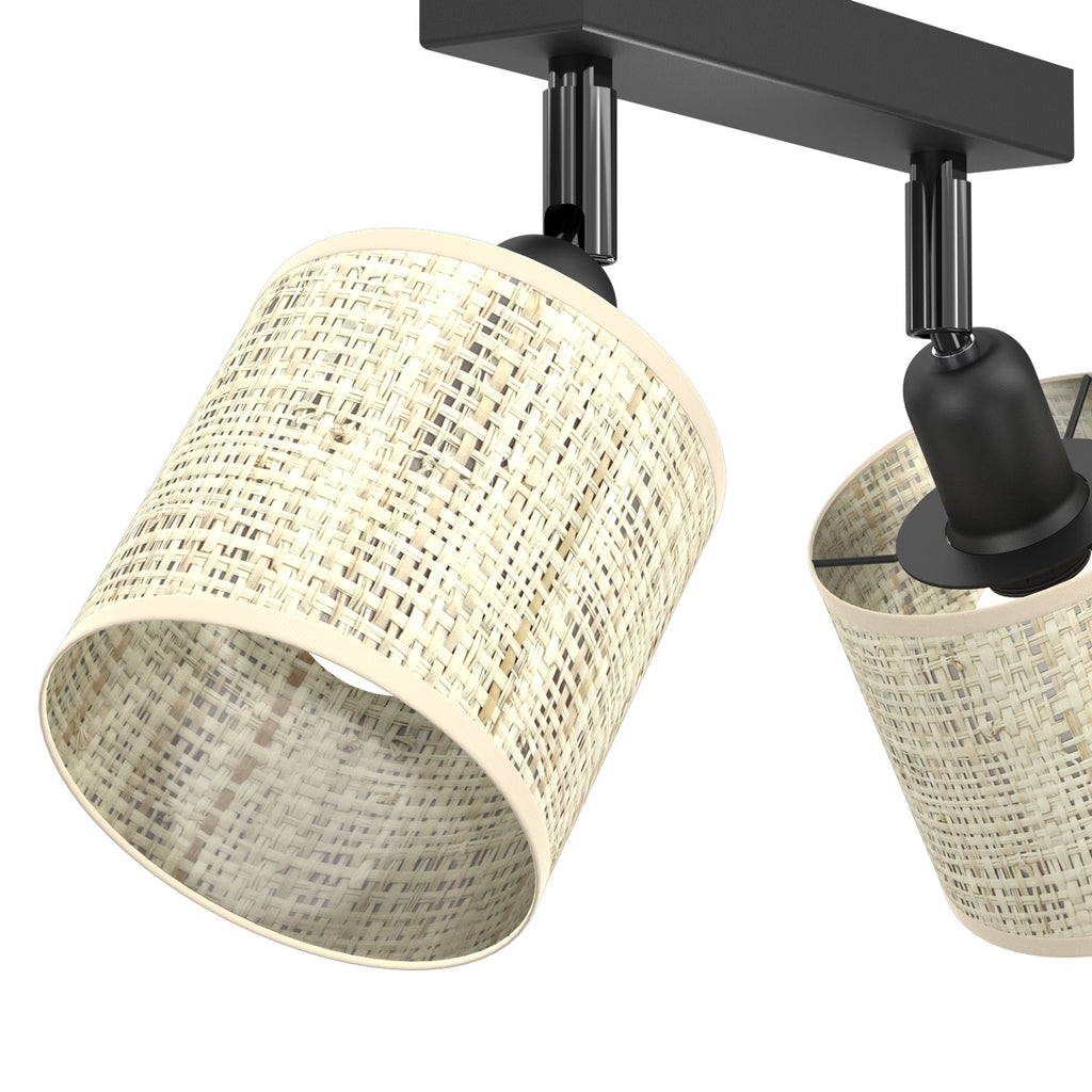 spot Rattan line bar 200 black, shade dia 100 , h 100, 2xE27