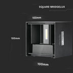 12W Kinkiet kwadratowy LED / CHIP BRIDGELUX / Barwa:4000K / Czarny