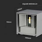 12W Kinkiet kwadratowy LED / CHIP BRIDGELUX / Barwa:3000K / Szary