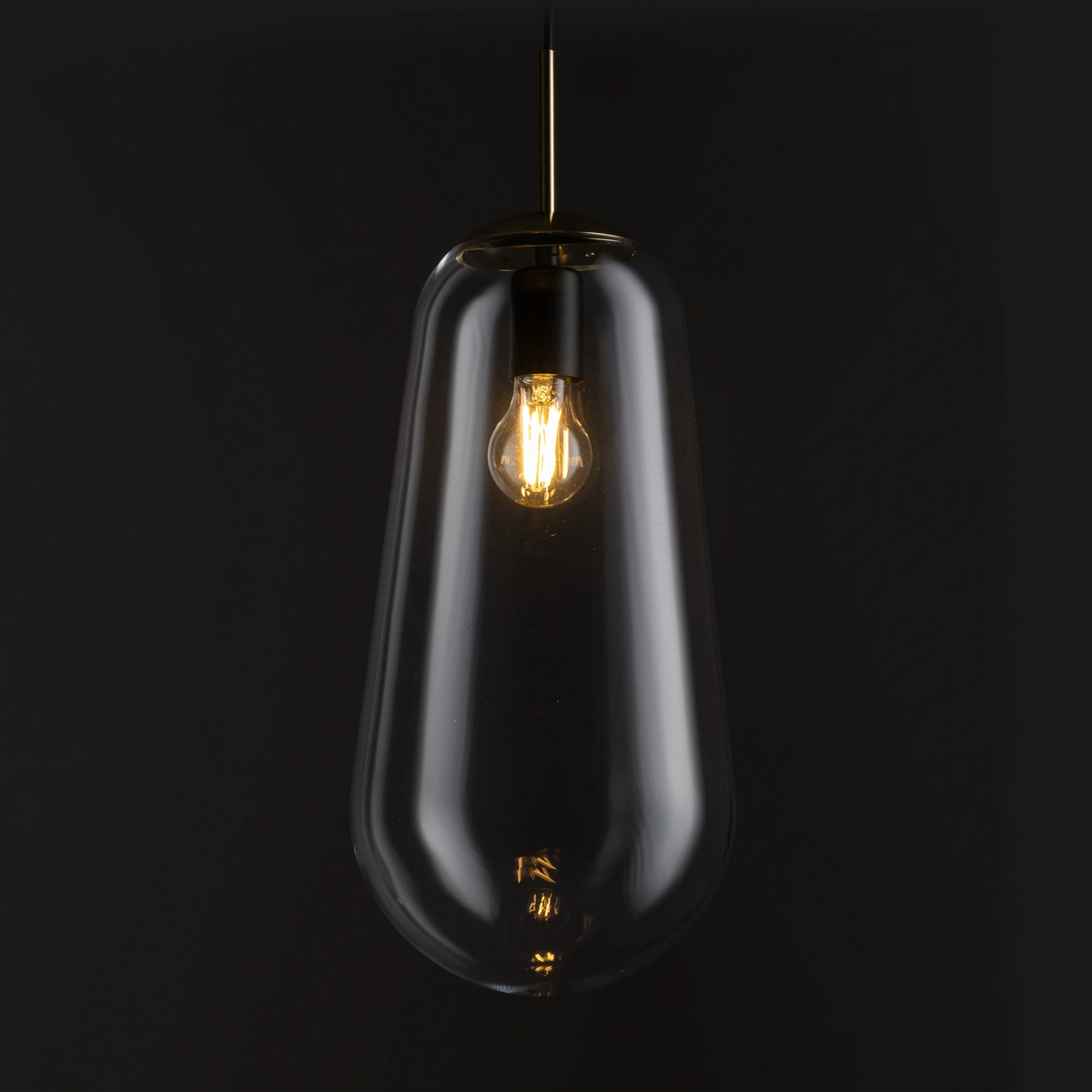 Nowodvorski Klosz / Oprawa CAMELEON PEAR L - Szkło - Transparentny II 8532 - lampa włączona